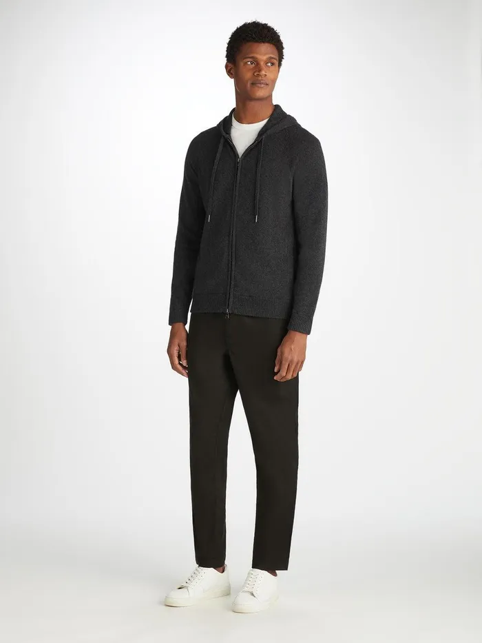 Derek Rose Hoodie Finley Cashmere Charcoal Men Hooded Tops