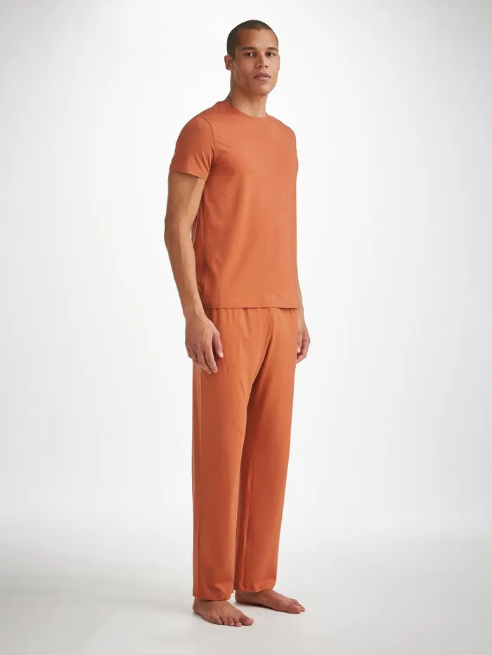 Derek Rose Lounge Pants Basel Micro Modal Stretch Terracotta Men Lounge Pants
