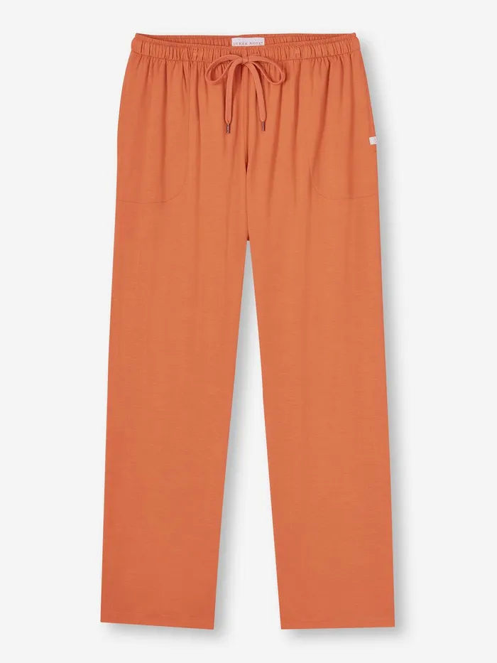 Derek Rose Lounge Pants Basel Micro Modal Stretch Terracotta Men Lounge Pants