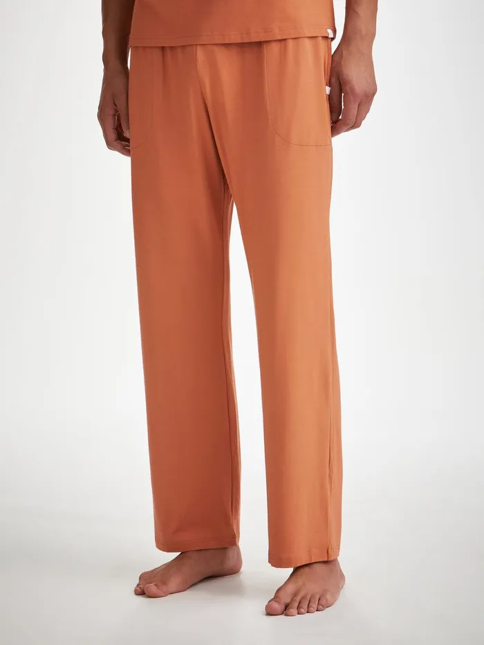 Derek Rose Lounge Pants Basel Micro Modal Stretch Terracotta Men Lounge Pants