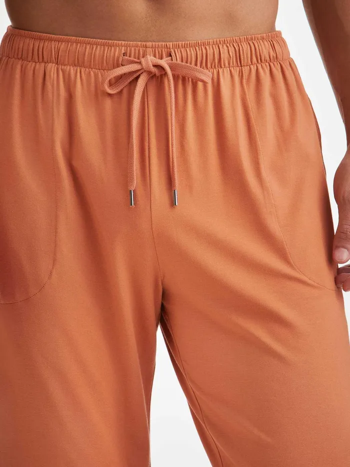 Derek Rose Lounge Pants Basel Micro Modal Stretch Terracotta Men Lounge Pants