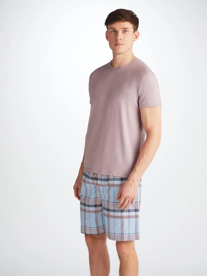 Derek Rose Lounge Shorts Barker 38 Cotton Blue Men Lounge Shorts