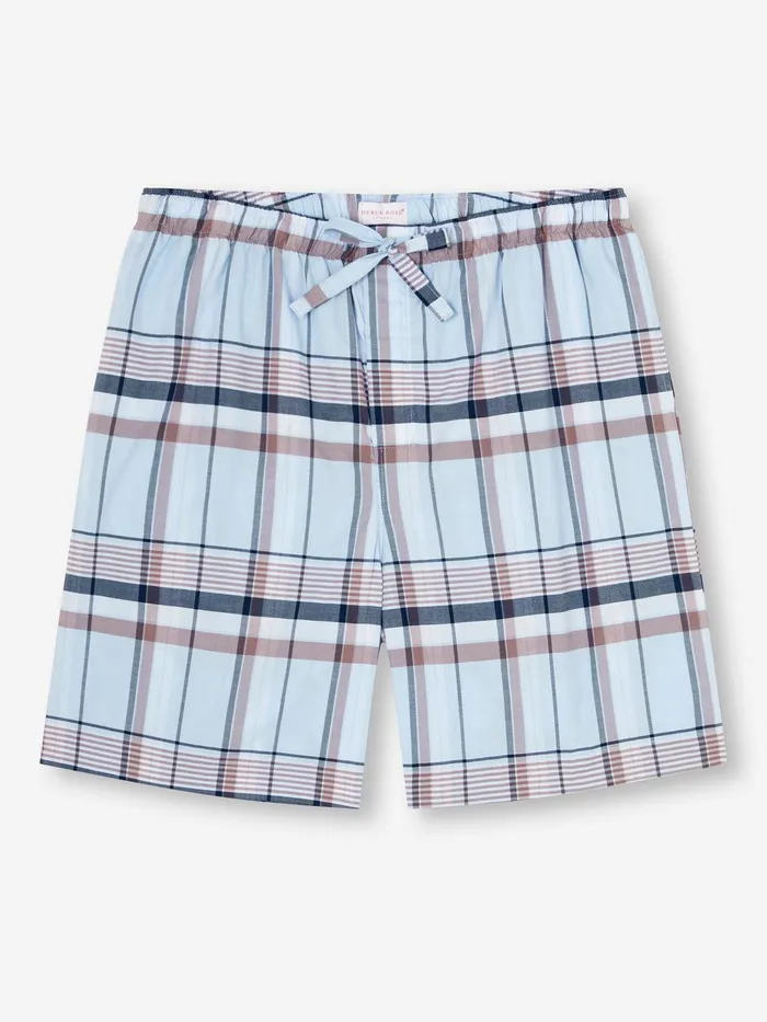 Derek Rose Lounge Shorts Barker 38 Cotton Blue Men Lounge Shorts