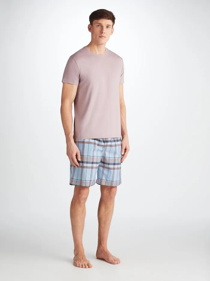 Derek Rose Lounge Shorts Barker 38 Cotton Blue Men Lounge Shorts