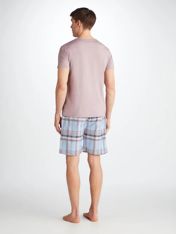 Derek Rose Lounge Shorts Barker 38 Cotton Blue Men Lounge Shorts