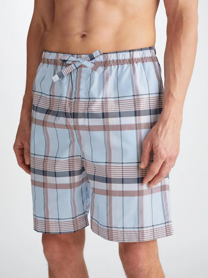 Derek Rose Lounge Shorts Barker 38 Cotton Blue Men Lounge Shorts
