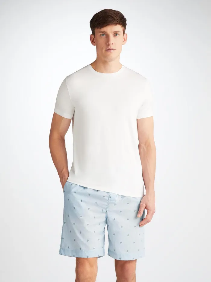 Derek Rose Lounge Shorts Nelson 100 Cotton Batiste Blue Men Lounge Shorts