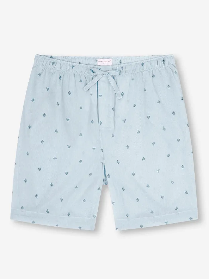 Derek Rose Lounge Shorts Nelson 100 Cotton Batiste Blue Men Lounge Shorts