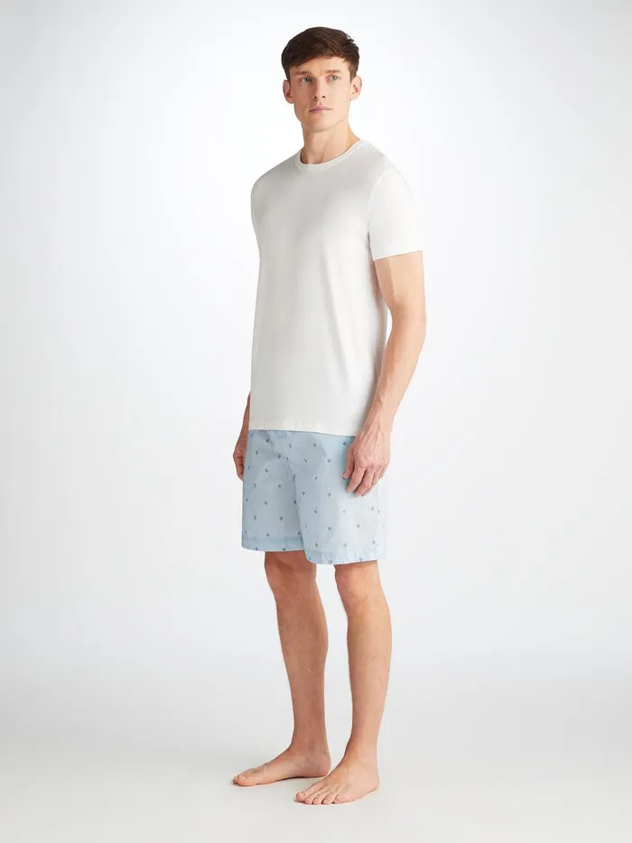Derek Rose Lounge Shorts Nelson 100 Cotton Batiste Blue Men Lounge Shorts