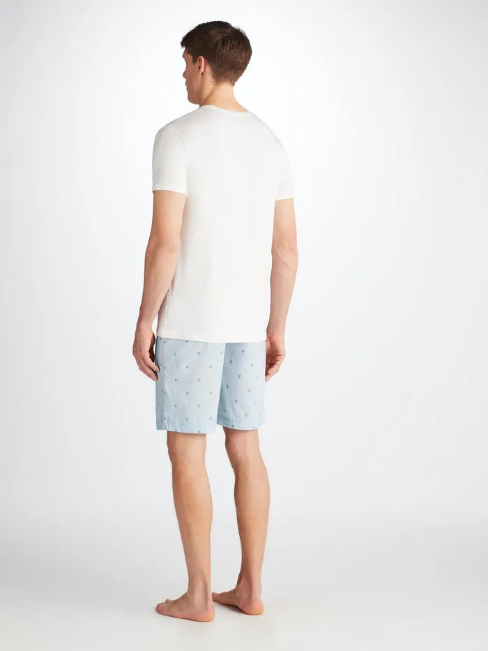 Derek Rose Lounge Shorts Nelson 100 Cotton Batiste Blue Men Lounge Shorts