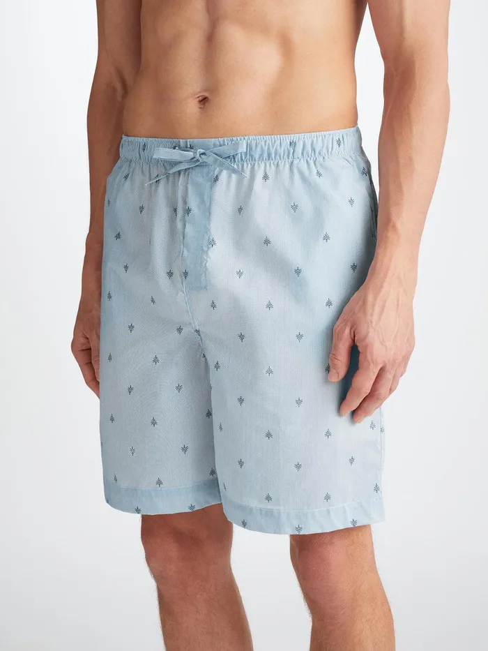 Derek Rose Lounge Shorts Nelson 100 Cotton Batiste Blue Men Lounge Shorts