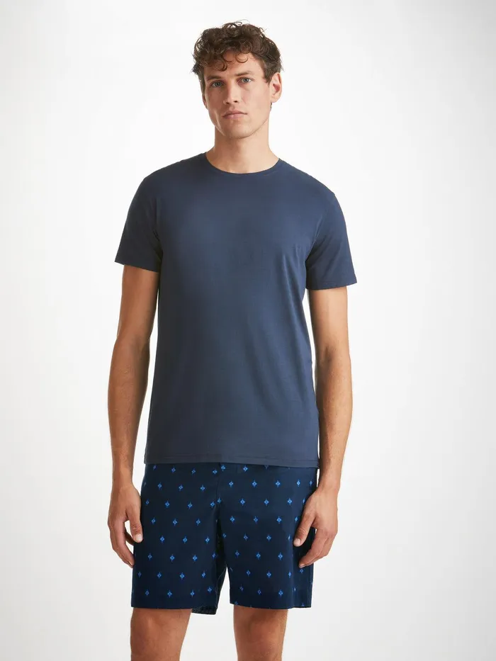 Derek Rose Lounge Shorts Nelson 98 Cotton Batiste Navy Men Lounge Shorts