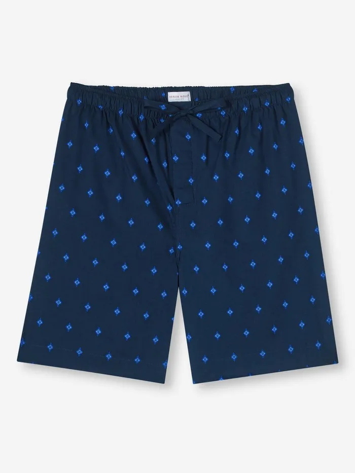 Derek Rose Lounge Shorts Nelson 98 Cotton Batiste Navy Men Lounge Shorts