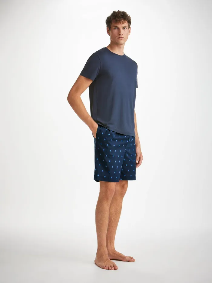 Derek Rose Lounge Shorts Nelson 98 Cotton Batiste Navy Men Lounge Shorts
