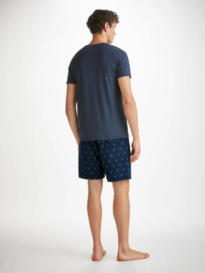 Derek Rose Lounge Shorts Nelson 98 Cotton Batiste Navy Men Lounge Shorts