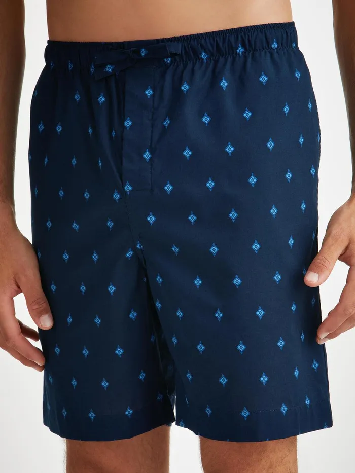 Derek Rose Lounge Shorts Nelson 98 Cotton Batiste Navy Men Lounge Shorts