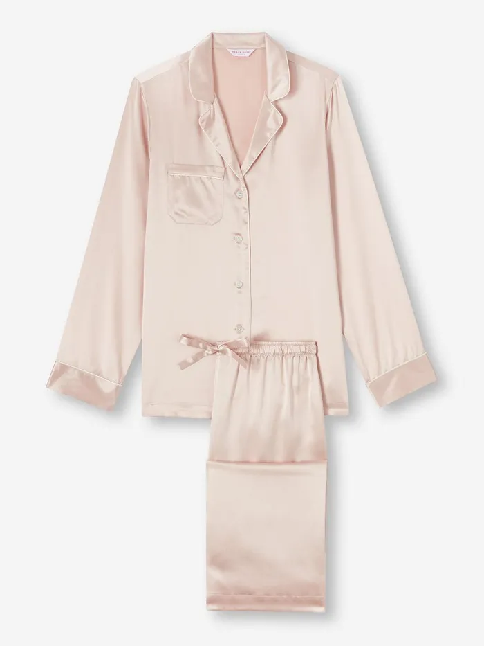 Derek Rose Pajamas Bailey Silk Satin Champagne Women Long Pajamas