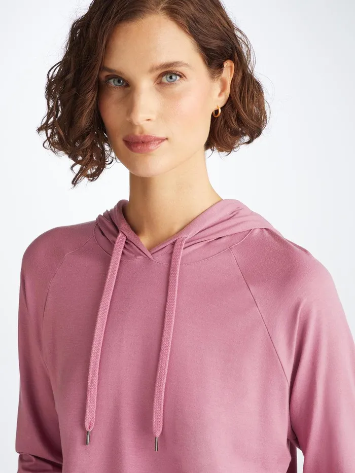 Derek Rose Pullover Hoodie Basel Micro Modal Stretch Orchid Purple Women Hooded Tops
