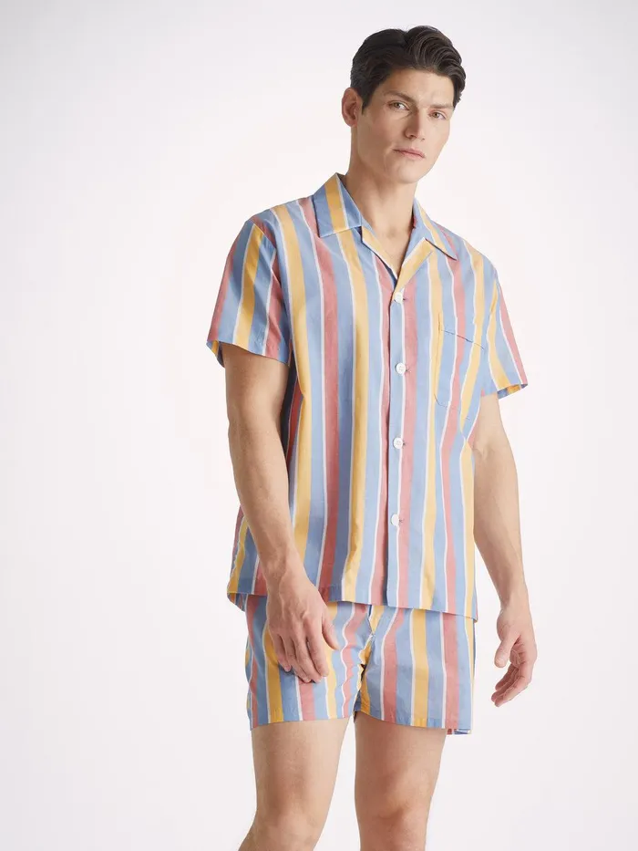 Derek Rose Short Pajamas Amalfi 19 Cotton Batiste Multi Men Cotton Pajamas