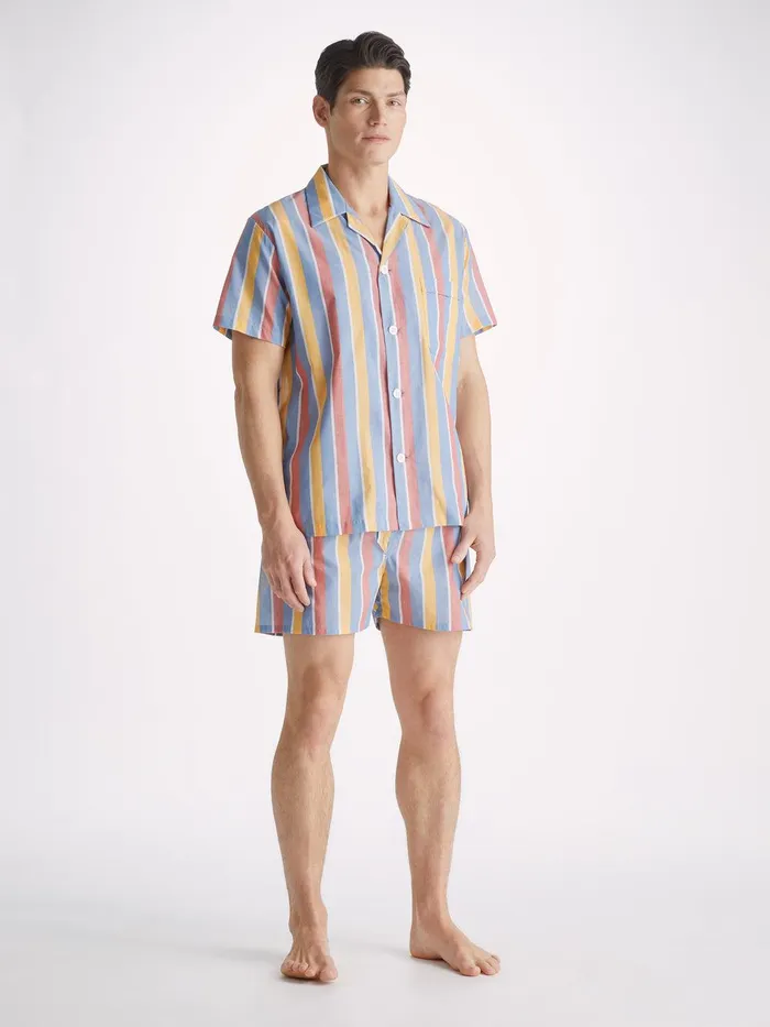 Derek Rose Short Pajamas Amalfi 19 Cotton Batiste Multi Men Cotton Pajamas
