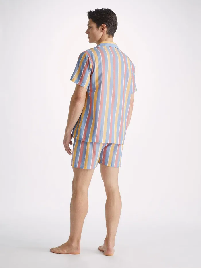 Derek Rose Short Pajamas Amalfi 19 Cotton Batiste Multi Men Cotton Pajamas