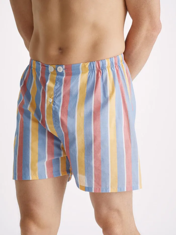 Derek Rose Short Pajamas Amalfi 19 Cotton Batiste Multi Men Cotton Pajamas