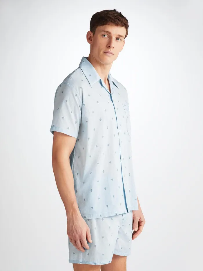 Derek Rose Short Pyjamas Nelson 100 Cotton Batiste Blue Men Cotton Pajamas