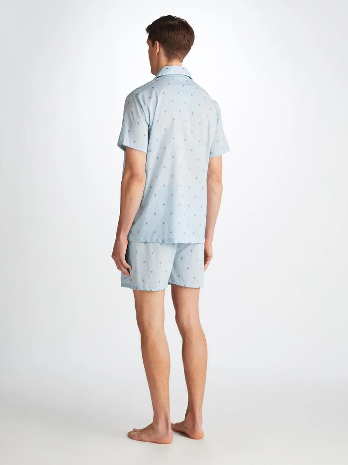 Derek Rose Short Pyjamas Nelson 100 Cotton Batiste Blue Men Cotton Pajamas