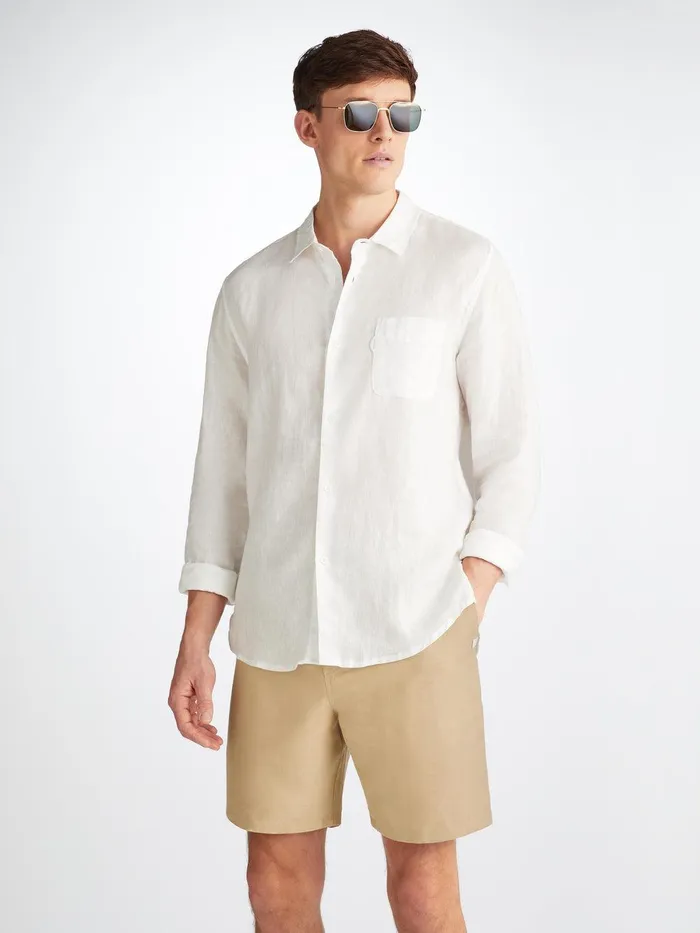 Derek Rose Shorts Sydney Linen Sand Men Casual Shorts
