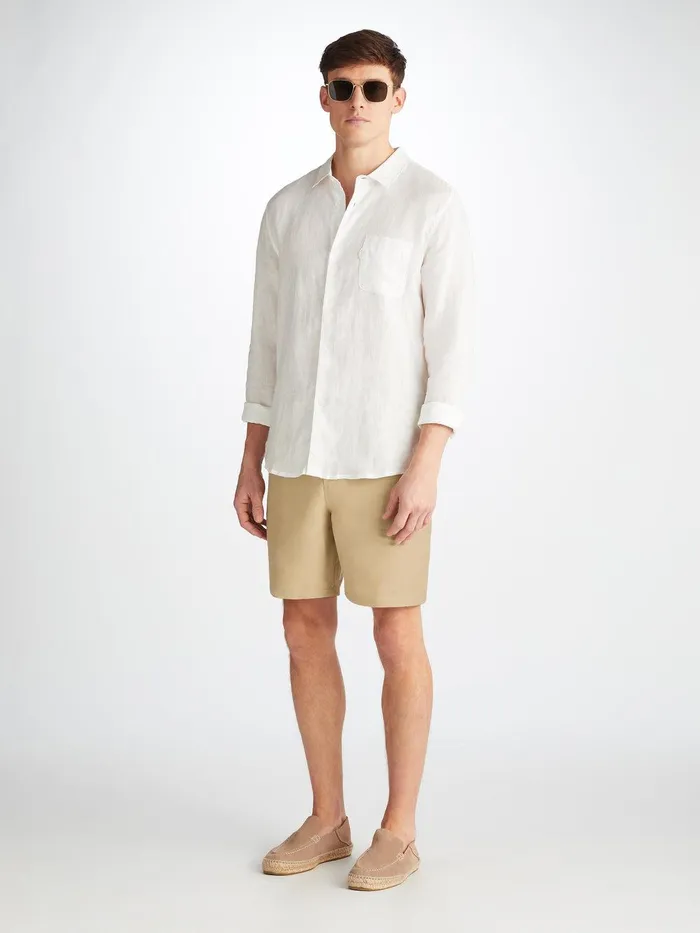 Derek Rose Shorts Sydney Linen Sand Men Casual Shorts