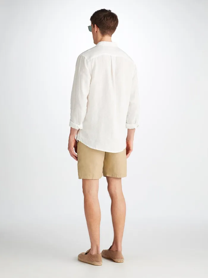 Derek Rose Shorts Sydney Linen Sand Men Casual Shorts