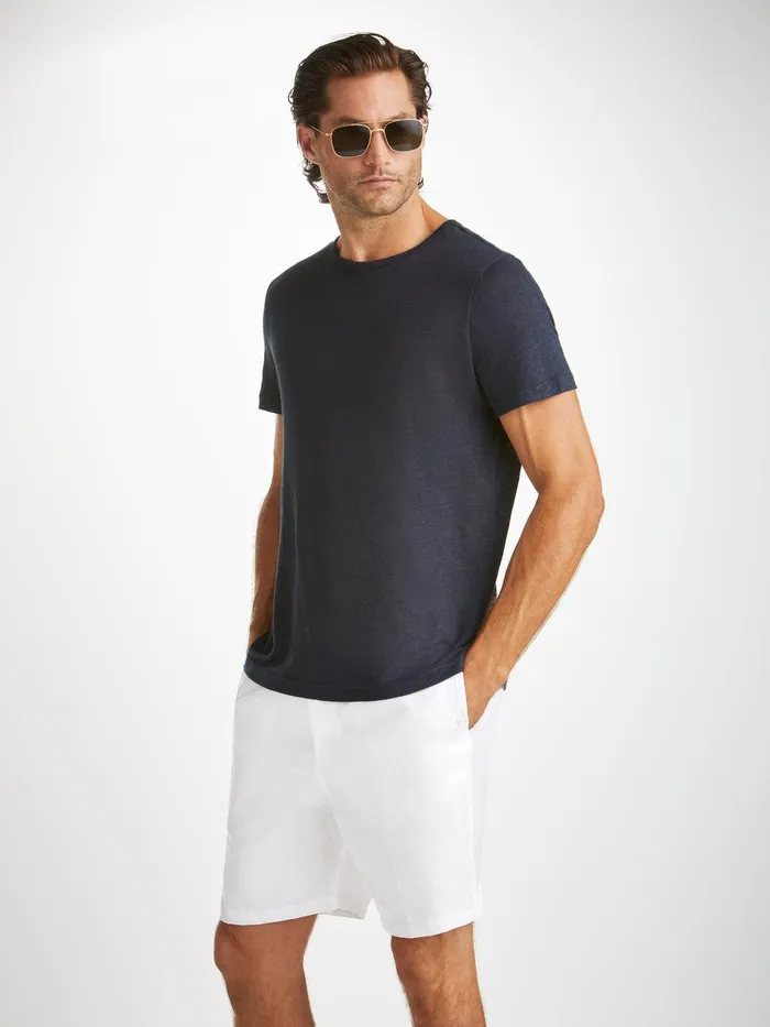 Derek Rose Shorts Sydney Linen White Men Linen Shorts