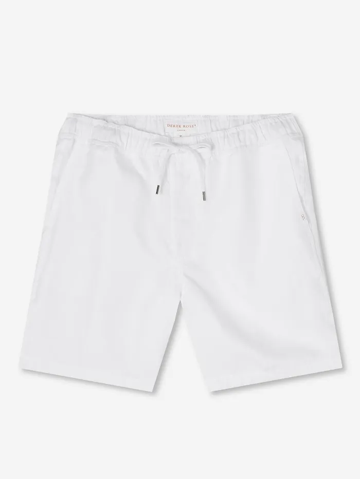 Derek Rose Shorts Sydney Linen White Men Linen Shorts