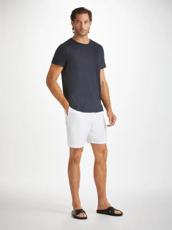 Derek Rose Shorts Sydney Linen White Men Linen Shorts