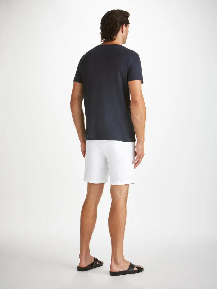 Derek Rose Shorts Sydney Linen White Men Linen Shorts
