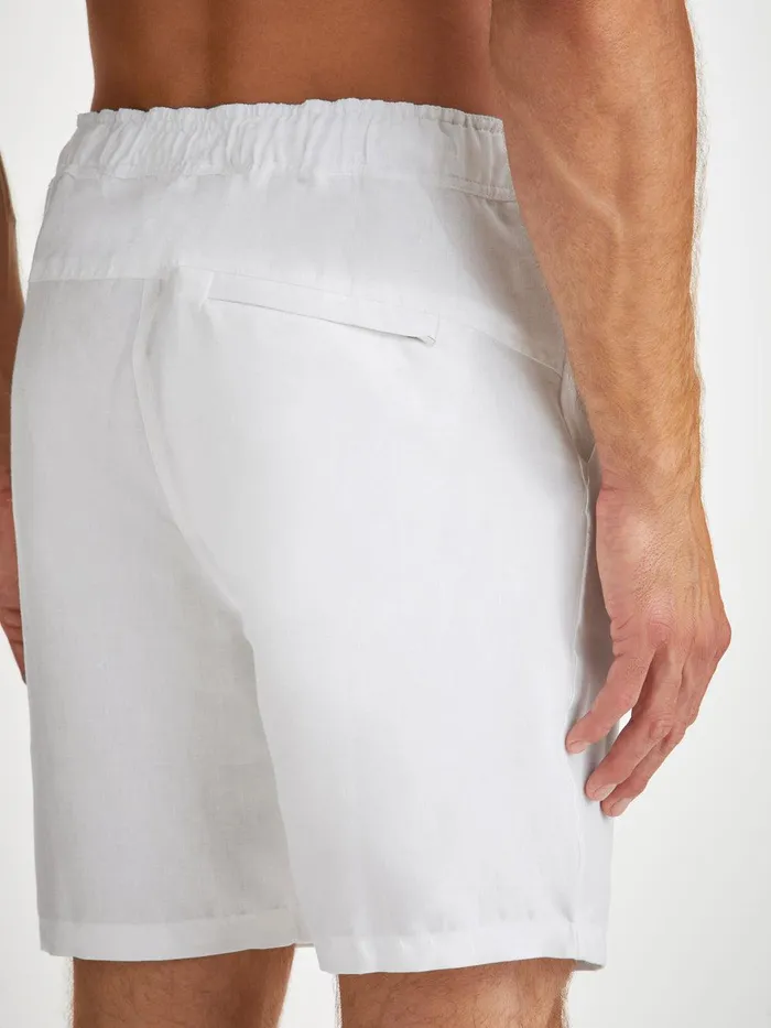 Derek Rose Shorts Sydney Linen White Men Linen Shorts