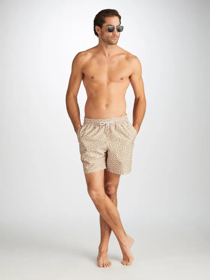 Derek Rose Swim Shorts Tropez 16 Sand Men Classic Fit Swim Shorts