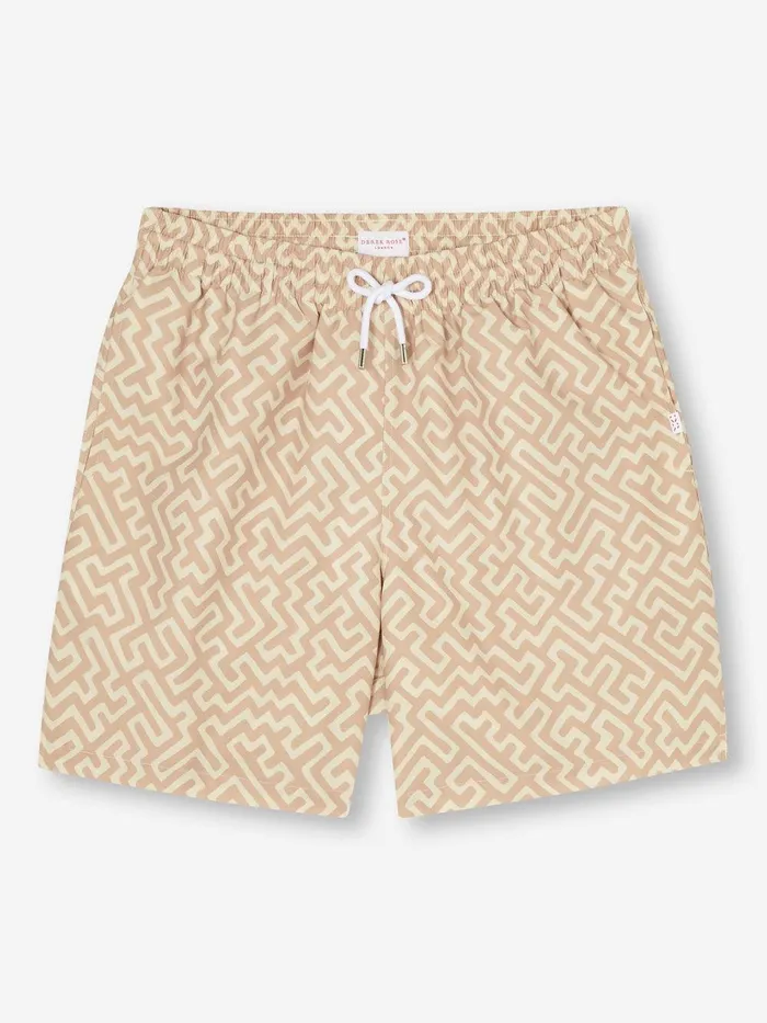 Derek Rose Swim Shorts Tropez 16 Sand Men Classic Fit Swim Shorts