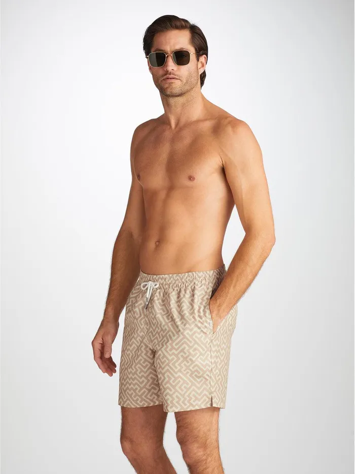 Derek Rose Swim Shorts Tropez 16 Sand Men Classic Fit Swim Shorts