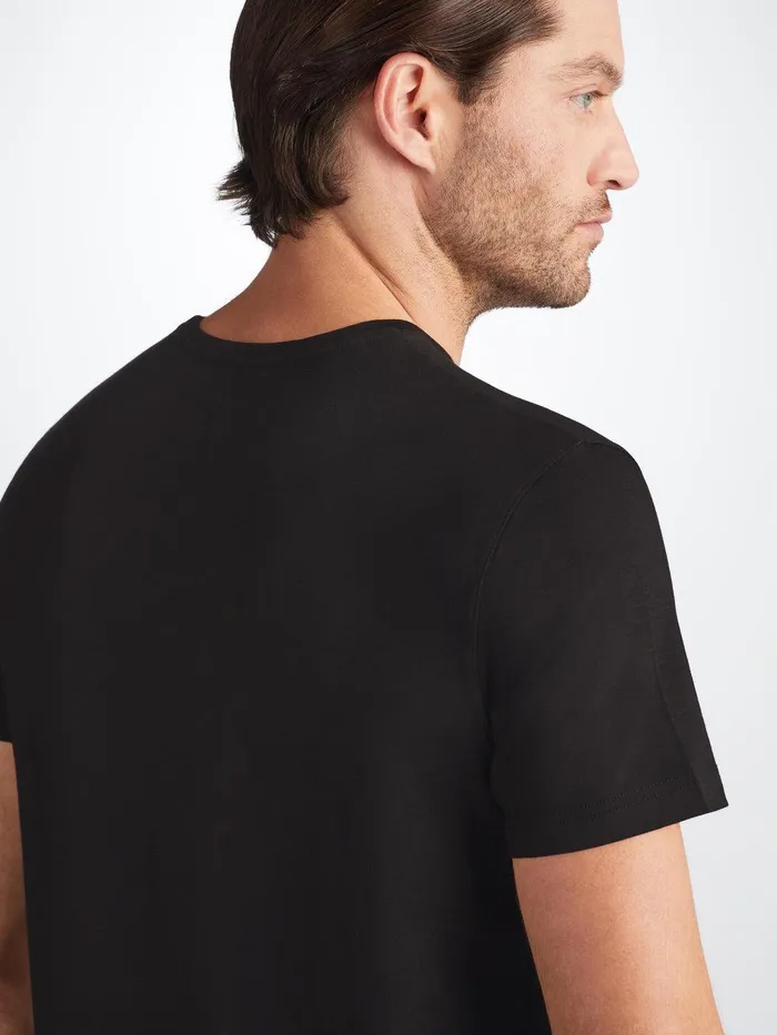 Derek Rose TShirt Basel Micro Modal Stretch Black Men Short Sleeve TShirts