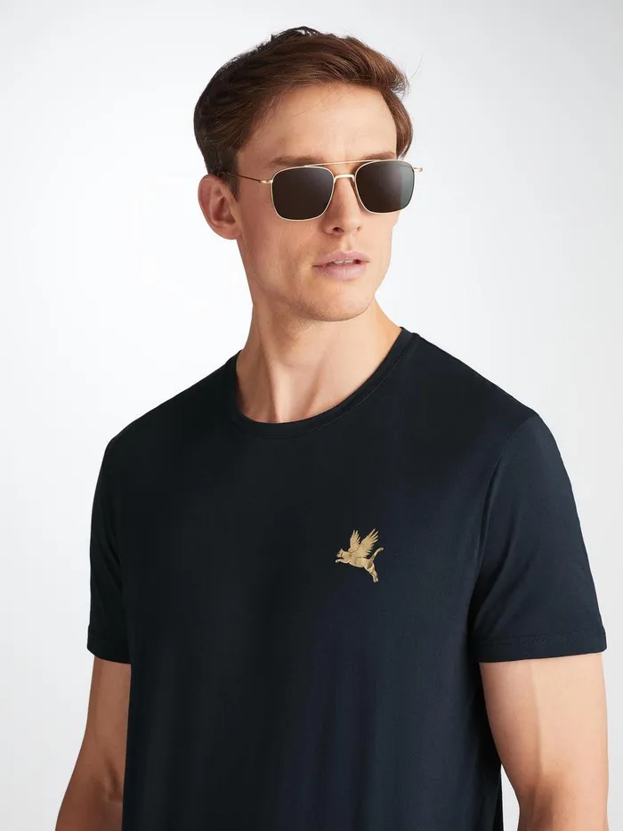 Derek Rose TShirt Ripley 20 Pima Cotton Navy Men Short Sleeve TShirts