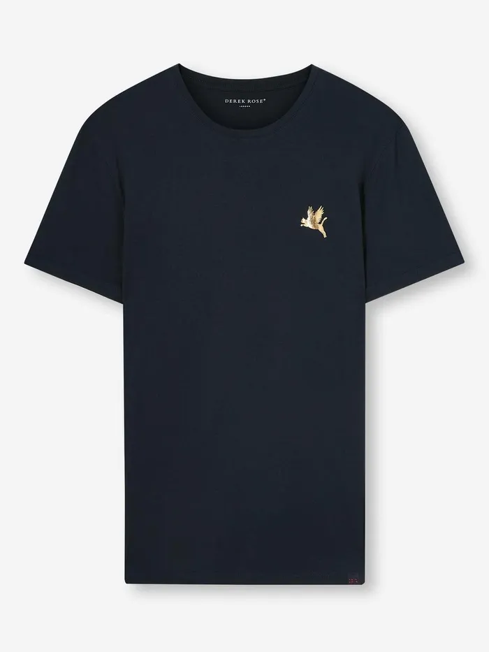 Derek Rose TShirt Ripley 20 Pima Cotton Navy Men Short Sleeve TShirts