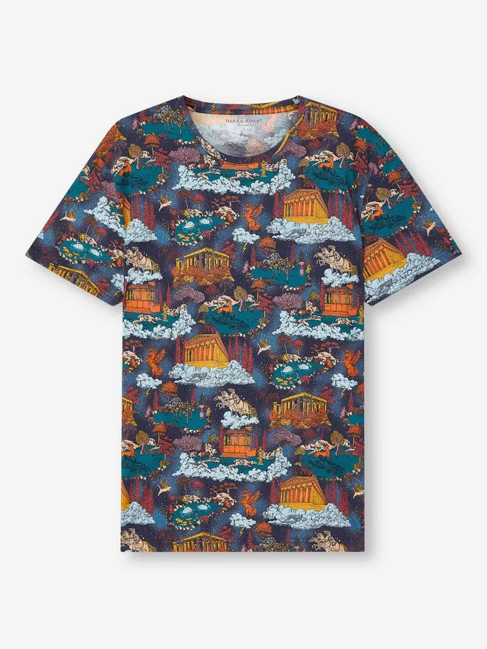 Derek Rose TShirt Robin 15 Pima Cotton Multi Men Short Sleeve TShirts