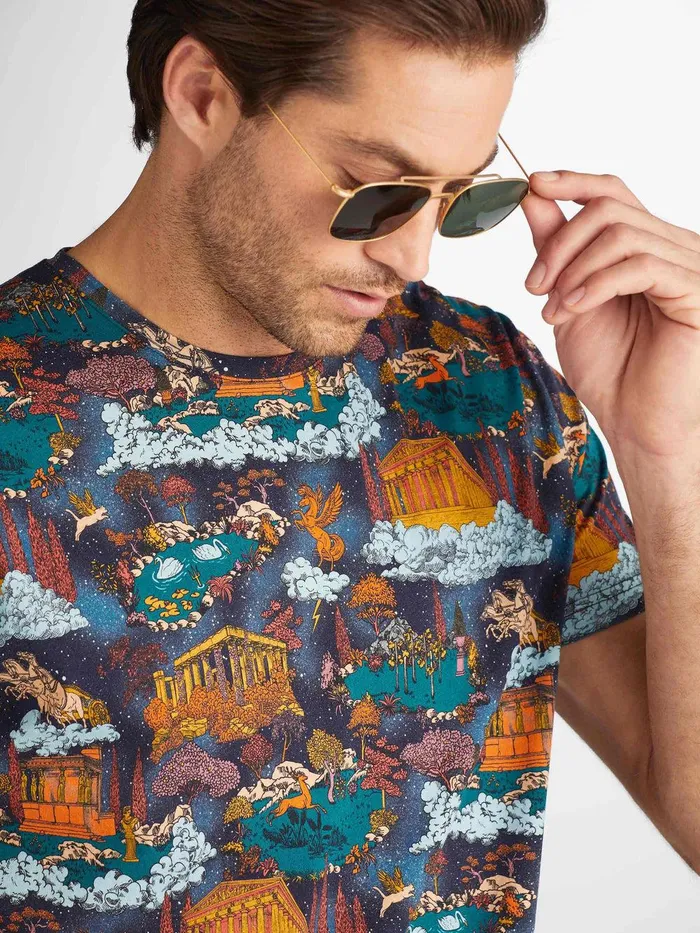 Derek Rose TShirt Robin 15 Pima Cotton Multi Men Short Sleeve TShirts