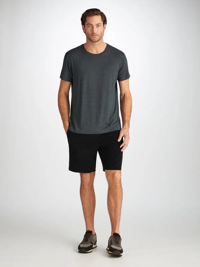 Derek Rose Towelling Shorts Isaac Terry Cotton Black Men Casual Shorts