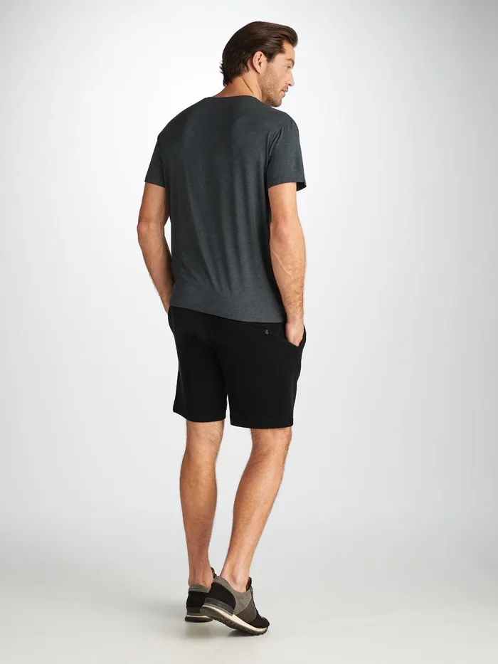 Derek Rose Towelling Shorts Isaac Terry Cotton Black Men Casual Shorts