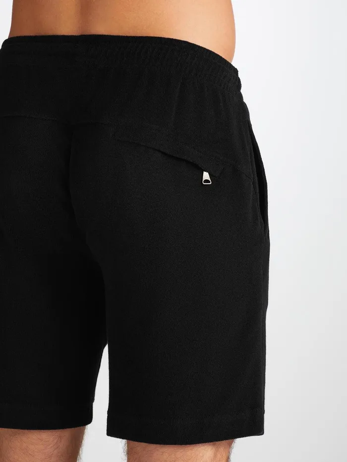 Derek Rose Towelling Shorts Isaac Terry Cotton Black Men Casual Shorts