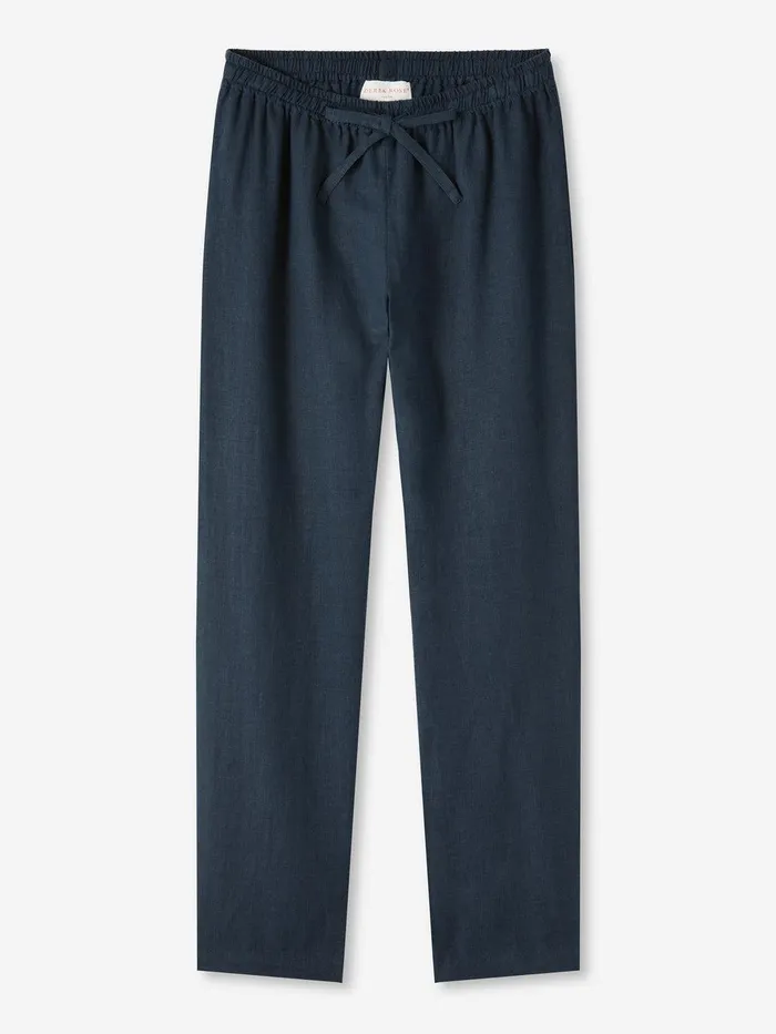 Derek Rose Trousers Vienna Linen Navy Women Casual Pants