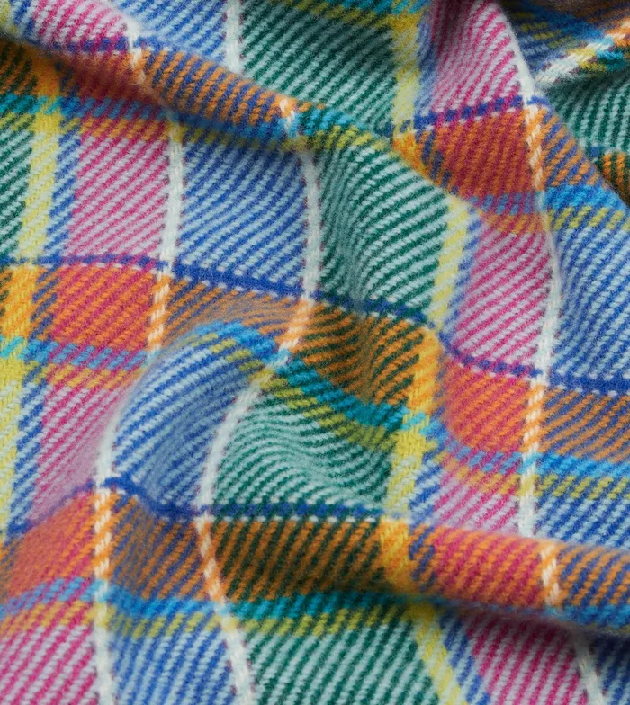 Drake039s Blue Tartan Check Wool Scarf Men Scarves