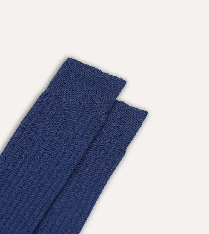 Drake039s Blue Wool OverTheCalf Socks Men Boxer Shorts and Socks